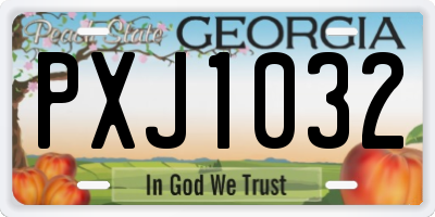 GA license plate PXJ1032