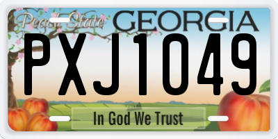 GA license plate PXJ1049