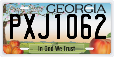 GA license plate PXJ1062