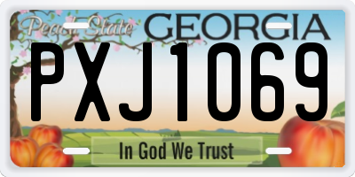 GA license plate PXJ1069