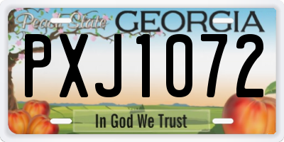 GA license plate PXJ1072