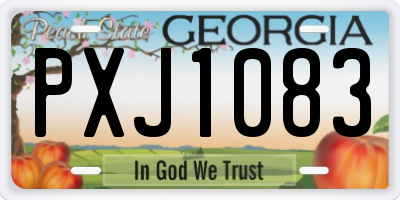 GA license plate PXJ1083