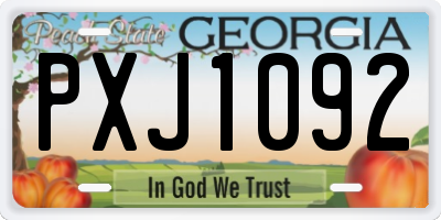 GA license plate PXJ1092