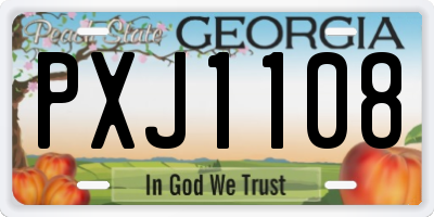 GA license plate PXJ1108