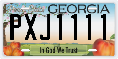 GA license plate PXJ1111