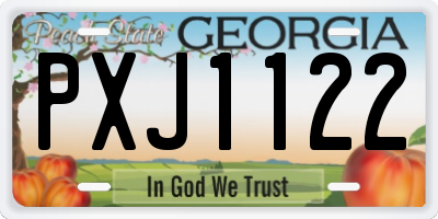 GA license plate PXJ1122