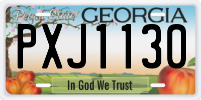 GA license plate PXJ1130