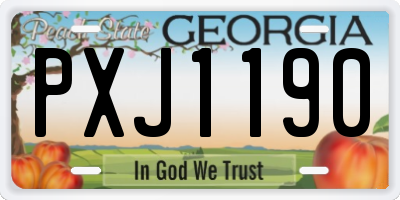 GA license plate PXJ1190
