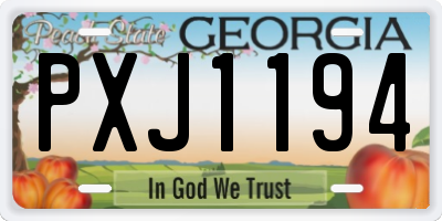 GA license plate PXJ1194