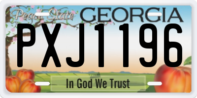 GA license plate PXJ1196