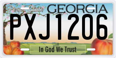 GA license plate PXJ1206