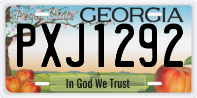 GA license plate PXJ1292