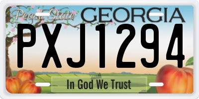 GA license plate PXJ1294