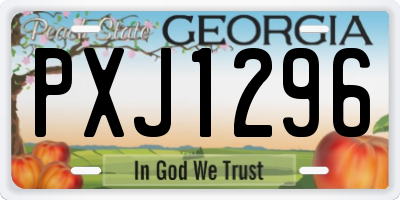 GA license plate PXJ1296