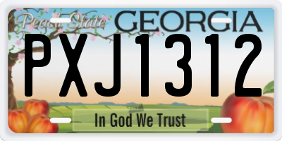 GA license plate PXJ1312