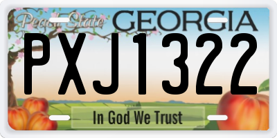 GA license plate PXJ1322
