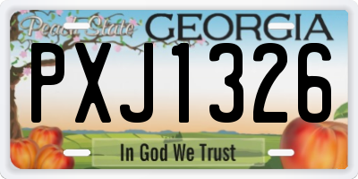 GA license plate PXJ1326