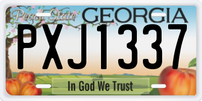 GA license plate PXJ1337