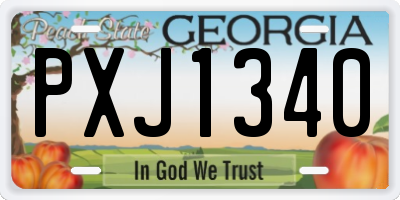 GA license plate PXJ1340