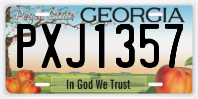 GA license plate PXJ1357