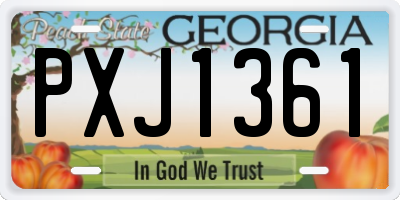 GA license plate PXJ1361