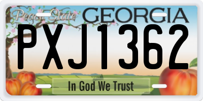 GA license plate PXJ1362
