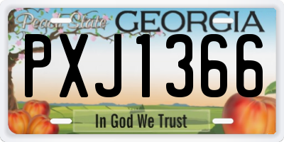 GA license plate PXJ1366