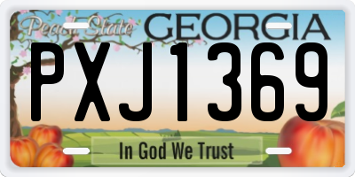 GA license plate PXJ1369