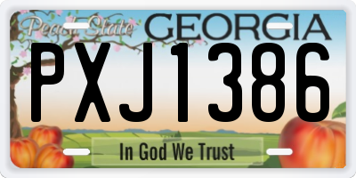 GA license plate PXJ1386