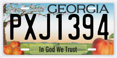 GA license plate PXJ1394