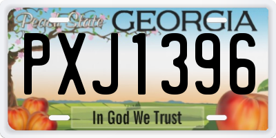 GA license plate PXJ1396