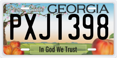 GA license plate PXJ1398
