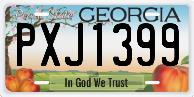GA license plate PXJ1399