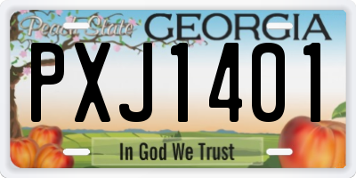 GA license plate PXJ1401