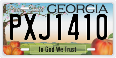 GA license plate PXJ1410