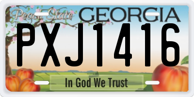 GA license plate PXJ1416