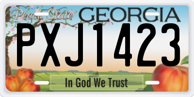 GA license plate PXJ1423