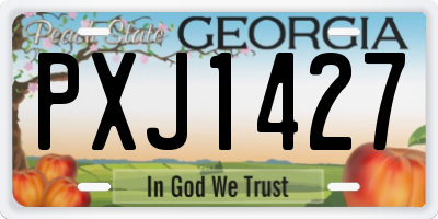 GA license plate PXJ1427