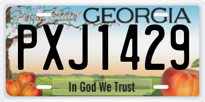 GA license plate PXJ1429
