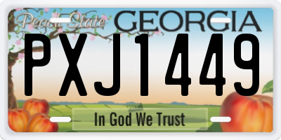 GA license plate PXJ1449
