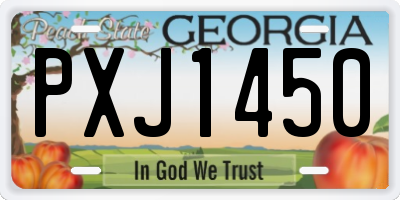 GA license plate PXJ1450