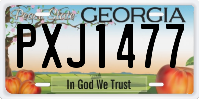 GA license plate PXJ1477