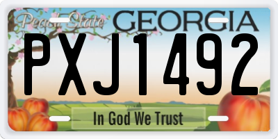 GA license plate PXJ1492