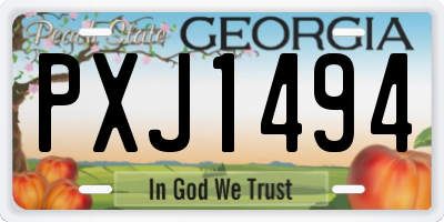 GA license plate PXJ1494