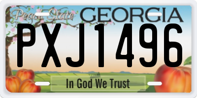 GA license plate PXJ1496