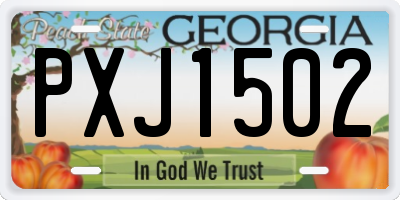 GA license plate PXJ1502