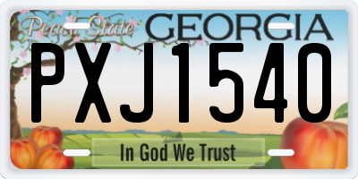 GA license plate PXJ1540