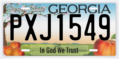 GA license plate PXJ1549