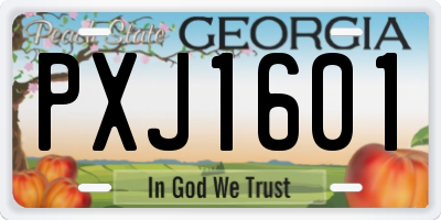 GA license plate PXJ1601