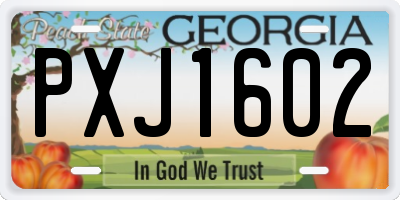 GA license plate PXJ1602